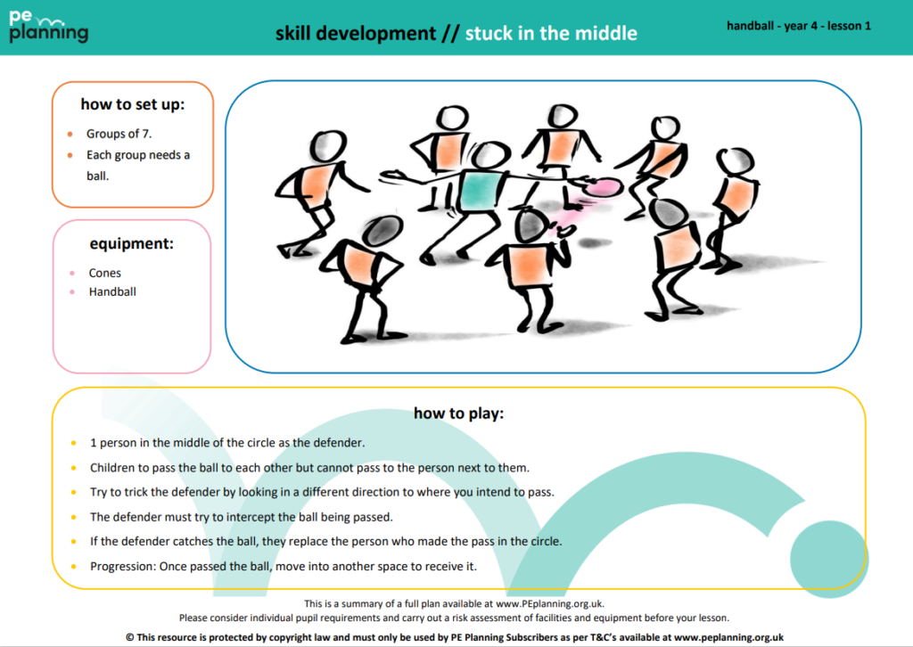 KS2 PE lesson plan for stuck in the middle