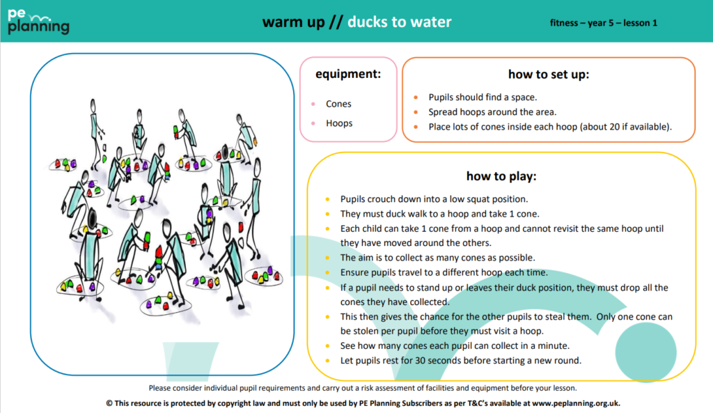 PE lesson plan for ducks to water
