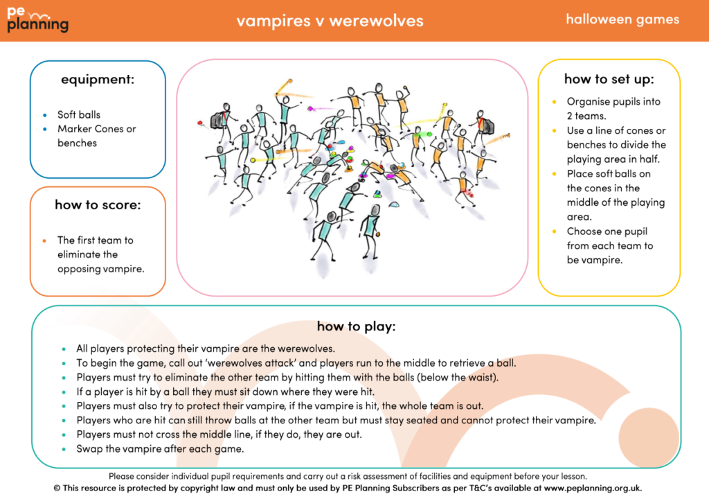 KS2 PE lesson plan vampires v werewolves