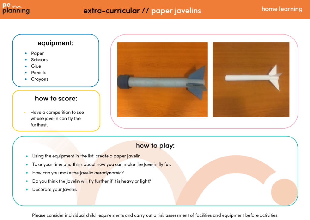 paper javelin lesson lans