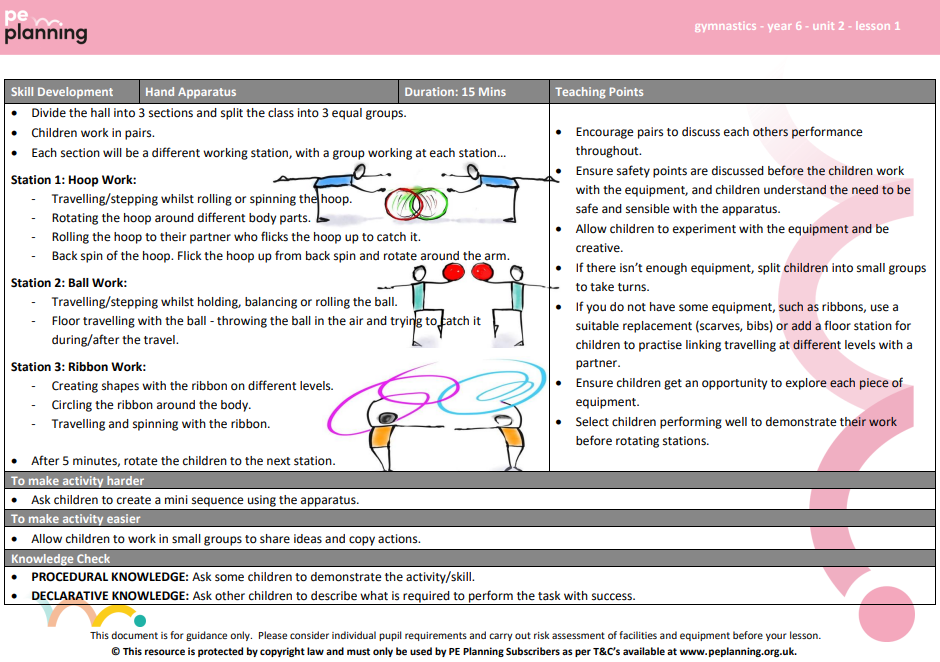 Gymnastics Lesson Plan - Hand Apparatus