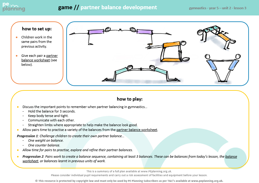 Gymnastics Lesson Plan - Partner Balances