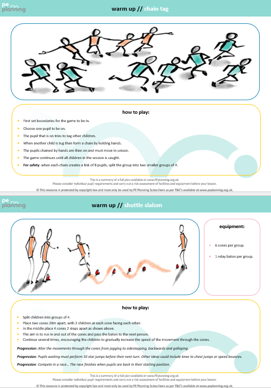 Winter PE warm up plans