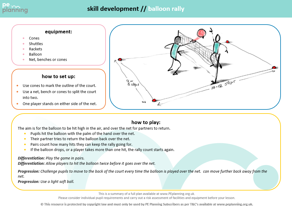 Indoor PE Games Activity Card - Balloon Rally