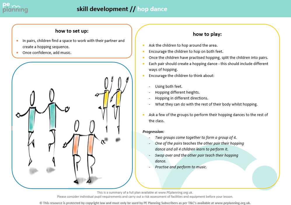 Indoor PE Games Activity Card - Hop Dance