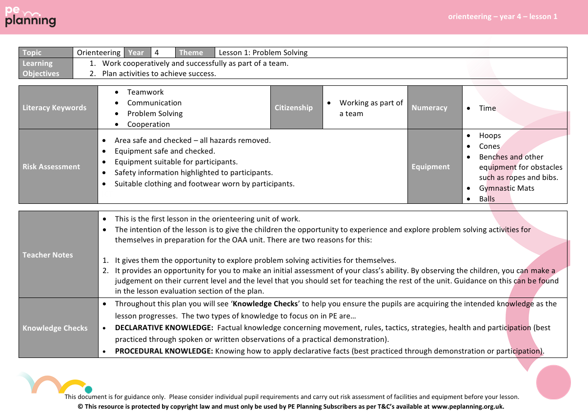 primary school orienteering lower KS2