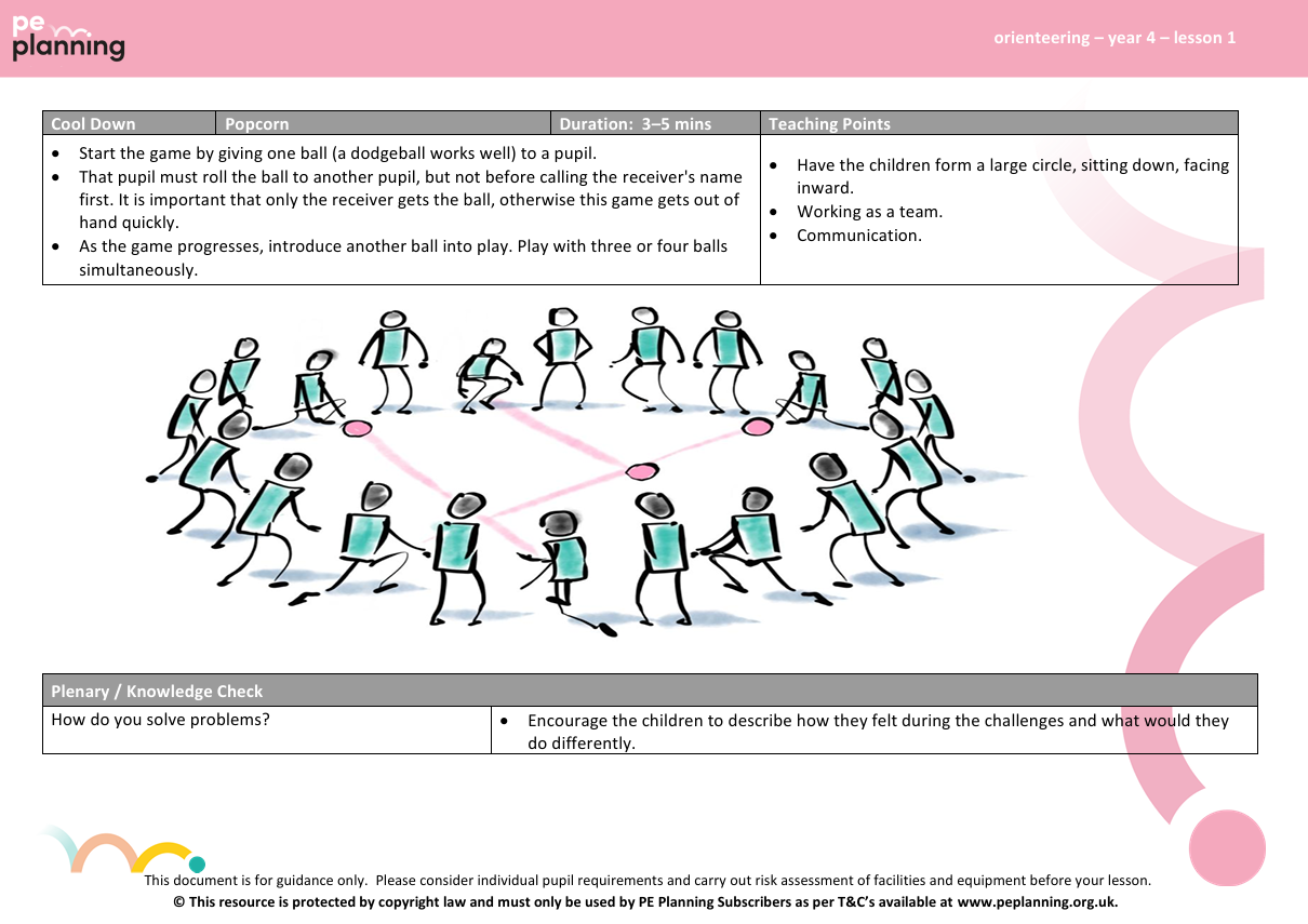 orienteering pe lesson plan for lower key stage 2 - 5